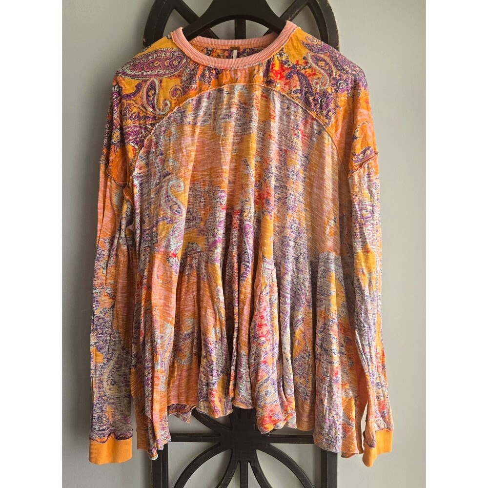 Free People Making Circles Paisley Long Sleeved Top Womens Size Small